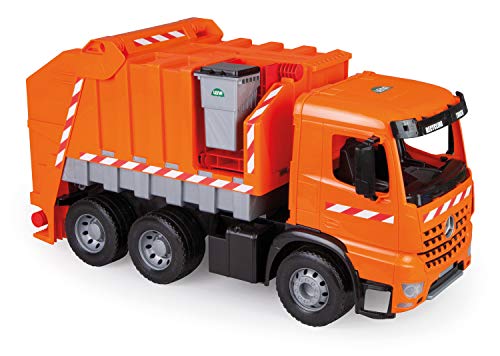 Lena 02168 - Starke Riesen Müllwagen Mercedes Benz Arocs, orange, ca. 74 cm, Müllfahrzeug mit 3 Achsen, großes Spielfahrzeug für Kinder ab 3 Jahre von Lena