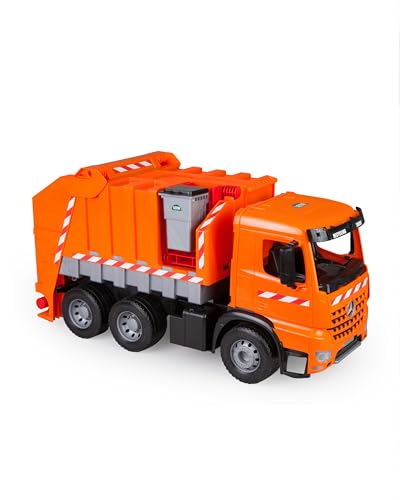 Lena 02168 - Starke Riesen Müllwagen Mercedes Benz Arocs, orange, ca. 74 cm, Müllfahrzeug mit 3 Achsen, großes Spielfahrzeug für Kinder ab 3 Jahre von Lena