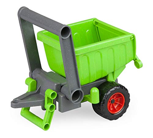 Lena 04214 - EcoActives Anhänger grün, Hänger ca. 20 cm für EcoAktives Traktor, Anhänger aus Kunststoff mit natürlichem Holzgeruch durch Holzanteil, Spielfahrzeuganhänger für Kinder ab 2 Jahre von Lena