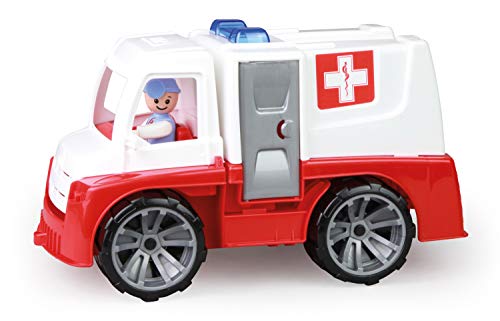 Lena 04456 TRUXX Krankenwagen Einsatzfahrzeug mit Spielfigur als Sanitäter und Krankentrage, Krankenauto mit Zubehör, Krankentransporter mit Türen zum Öffnen, Spielfahrzeug für Kinder ab 24m von Lena
