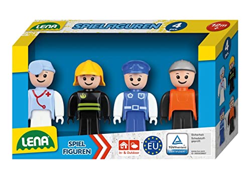 Lena 04490 Police 4 vollbeweglichen Figuren, Actionfiguren Zubehör-Pack TRUXX² Fahrzeug Serie, Aktionfiguren für Drinnen und Draußen, für Kinder ab 12 Monaten, Spielfiguren Set 1 von Lena