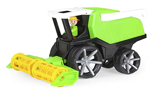 Lena 04516DF TRUXX² Mähdrescher, Bauernhof Fahrzeug ca. 37 cm, Mähfahrzeug mit beweglichem Kornrohr, klappbarem Mähwerk und vollbeweglicher Spielfigur, für Kinder ab 2 Jahre, Spielfahrzeug grün von Lena