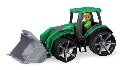 Lena 04517 TRUXX² Traktor mit Frontschaufel, Nutzfahrzeug ca. 34 cm, robuster Trecker mit Schaufel und vollbeweglicher Spielfigur, für Kinder ab 2 Jahre, Spielfahrzeug, Grün/Schwarz von Lena