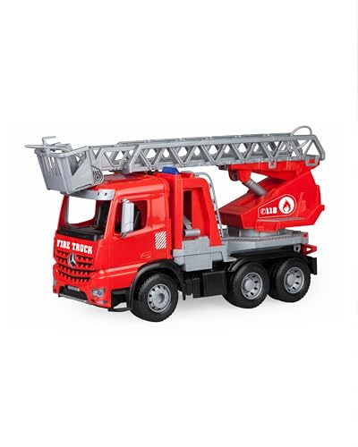 Lena 04615 - Worxx Feuerwehr Leiterwagen Mercedes Benz Arocs, Feuerwehrauto ca. 48 cm, Feuerwehrwagen, Rot von Lena