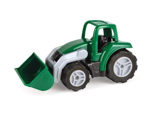 Lena 1263 Workies Traktor Schaufellader 14 cm, Trecker aus ABS Kunststoff, Trekker mit bewegbarer Schaufel, Gummi-Reifen, Stahl-Achsen, LKW für Kinder ab 18 Monaten, Spieltraktor in Grün von Lena