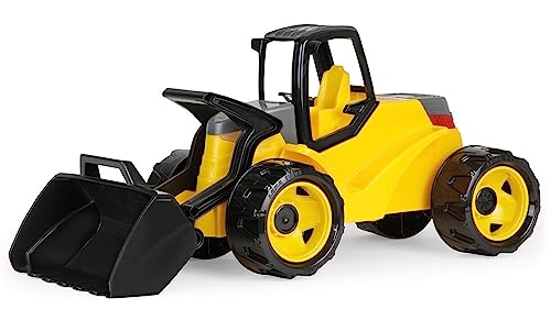 Lena 02142 - Giga Trucks Schaufellader Pro schwarz und gelb, Starke Riesen Radlader ca. 67 cm, modernes Baufahrzeug im Schaukarton, großes Baustellen Spielfahrzeug für Kinder ab 3 Jahre von Lena