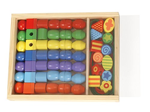 Lena 32010 - Bastelset Holzfädelperlen in Holzkassette, mit 54 Fädelperlen aus FSC 100% Holz, ca. 3 cm groß, Holzperlen Set für Kinder ab 3 Jahre, Perlen Set zum selber gestalten von Schmuckketten Lena 32010 - Bastelset Holzfädelperlen in Holzkassette, mit 54 Fädelperlen aus FSC 100% Holz, ca. 3 cm groß, Holzperlen Set für Kinder ab 3 Jahre, Perlen Set zum selber gestalten von Schmuckketten von Lena