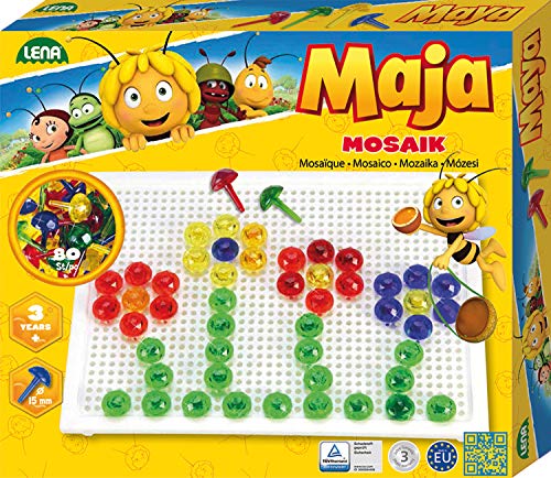 Lena 35613 - Mosaik Steckspiel Set Biene Maja, Steckmosaik mit 80 farbigen Stecker, Mosaikstecker 15 mm, Mosaikspiel für Kinder ab 3 Jahre, Komplettset mit Steckplatte ca. 21 x 16 cm, transparent Lena 35613 - Mosaik Steckspiel Set Biene Maja, Steckmosaik mit 80 farbigen Stecker, Mosaikstecker 15 mm, Mosaikspiel für Kinder ab 3 Jahre, Komplettset mit Steckplatte ca. 21 x 16 cm, transparent von Lena