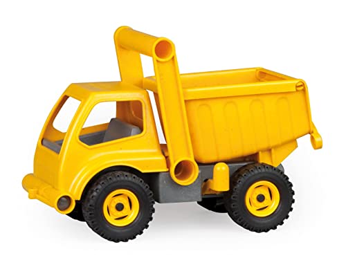 Lena 4210 EcoActives LKW Kipper, Baustellenfahrzeug ca. 27 cm, robuster Kipplaster, Muldenkipper für Kinder ab 2 Jahre, Spielfahrzeug in gelb von Lena