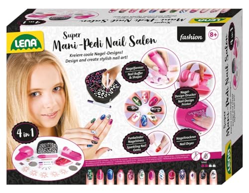 Lena 42654 Mani-Pedi Nail Salon Nagelstudio Kinder Kreativset für Mädchen ab 8 Jahren - Nagelset für stylische Nail Art inkl. Nagelformer, Nagel-Design-Drucker, Strass & Nageltrockner Lena 42654 Mani-Pedi Nail Salon Nagelstudio Kinder Kreativset für Mädchen ab 8 Jahren - Nagelset für stylische Nail Art inkl. Nagelformer, Nagel-Design-Drucker, Strass & Nageltrockner von Lena