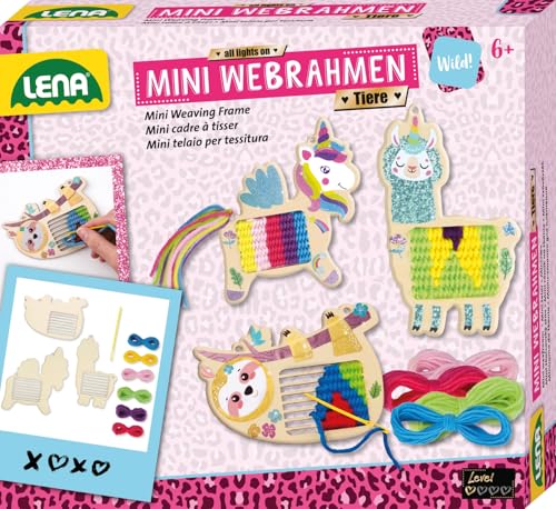 Lena 42723 Mini Webrahmen Tiere, Faltschachtel, Mehrfarbig von Lena