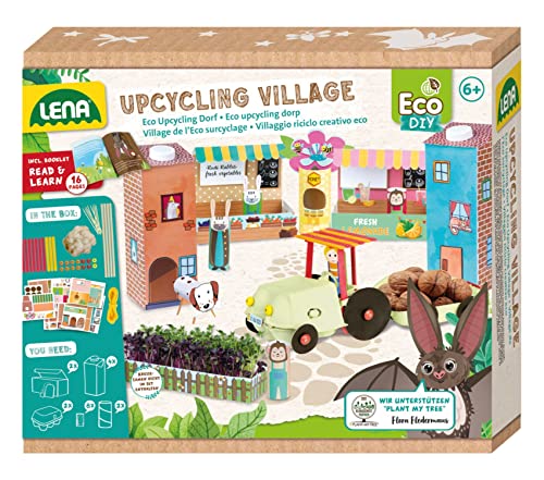 Lena 42830 Eco Upcycling Bastelset Dorf, Papier Village aus Papierbögen und Haushaltsgegenständen, Papierset und Spielset, Klebeset für Jungen und Mädchen, Papierbasteln für Kinder ab 6 Jahren, Mittel Lena 42830 Eco Upcycling Bastelset Dorf, Papier Village aus Papierbögen und Haushaltsgegenständen, Papierset und Spielset, Klebeset für Jungen und Mädchen, Papierbasteln für Kinder ab 6 Jahren, Mittel von Lena