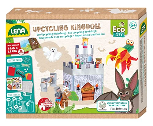 Lena 42831 - Eco Upcycling Bastelset Königreich, Ritterburg aus Papierbögen und Haushaltsgegenständen, 2 in 1 Mobile und Spielset, Klebeset für Jungen und Mädchen, Papierbasteln für Kinder ab 6 Jahren Lena 42831 - Eco Upcycling Bastelset Königreich, Ritterburg aus Papierbögen und Haushaltsgegenständen, 2 in 1 Mobile und Spielset, Klebeset für Jungen und Mädchen, Papierbasteln für Kinder ab 6 Jahren von Lena