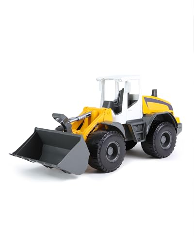 Lena 4612 Bulldozer Liebherr Worxx Radlader Modell L538 Litronic, ca. 48 cm, Baustellen Spielfahrzeug für Kinder ab 3 Jahre, robuster Schaufellader mit Griff und funktionstüchtiger Ladeschaufel, Gelb von Lena