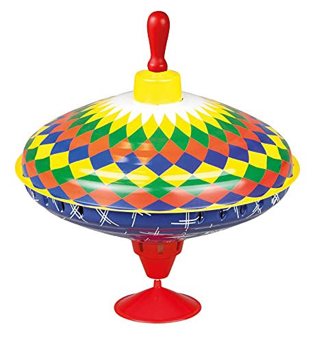 Lena 52225 Bolz Brummkreisel Multicolor 19 cm, Schwungkreisel aus Blech, klassischer Pumpkreisel, Blechkreisel mit farbenfrohen Motiv, Kreisel mit Standfuss, Spielzeugkreisel für Kinder ab 18m+, bunt von Lena