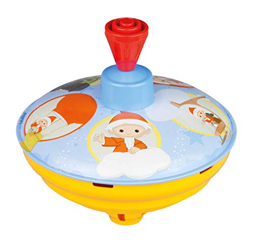 Lena 52451 Brummkreisel Sandmännchen Ø 13 cm, Metall Schwungkreisel, Pumpkreisel aus Blech, Blechkreisel mit Sandmann Motiv, Kreisel mit Standspitze, Spielzeugkreisel für Kinder ab 18 Monate von Lena