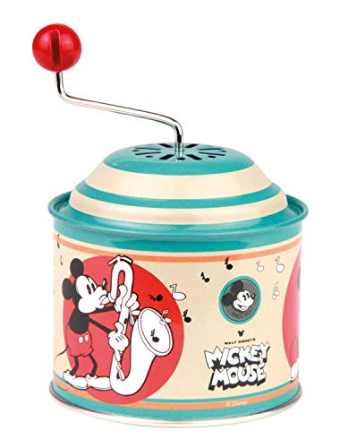 Lena 52766 x Mickey Musikdrehdose Disney Mouse, Musikdose ca. 10,5 x 7,5 cm, Blechdrehdose mit Melodie Einzug der Gladiatoren, Drehdose aus Metall, Drehorgel für Kinder ab 18 Monate, Orgel, Bunt von Lena