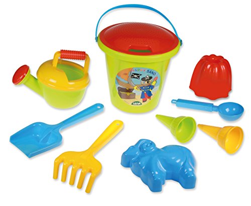 Lena 05422 - Happy Sand Spielset Jungs II, Eimergarnitur 10-tlg., Sandspielzeug Set für Kinder ab 2 Jahre, Spielset mit Eimer, Sieb, Schaufel, Rechen, Gießer, Eislöffel, 2 Eistüten und 2 Förmchen Lena 05422 - Happy Sand Spielset Jungs II, Eimergarnitur 10-tlg., Sandspielzeug Set für Kinder ab 2 Jahre, Spielset mit Eimer, Sieb, Schaufel, Rechen, Gießer, Eislöffel, 2 Eistüten und 2 Förmchen von Lena