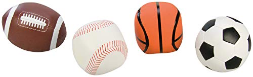 Lena 62164 - Soft Sportbälle 4er Set, Bälle als Fußball, Volleyball, Basketball und Rugbyball, Softbälle je 10 cm, im Netz, Spielbälle für Kinder ab 1 Jahr, Schaumstoffbälle zum Spielen und Baden von Lena