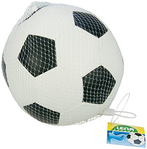 Lena 62178 Soft Fußball, weicher Ball ca. 18 cm, Softball zum Spielen und Baden, elastischer und strapazierfähiger Schaumstoffball, Spielball für Kinder ab 12 Monate, Weiß, Schwarz von Lena