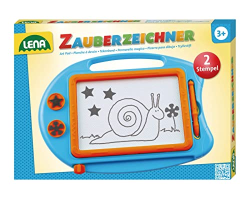 Lena 65696 Zeichentafel, magische Tafel ca. 20 cm, Zaubermaltafel 2 Fach sortiertZauberzeichner für Kinder ab 3 Jahre, Orange, ys/m von Lena