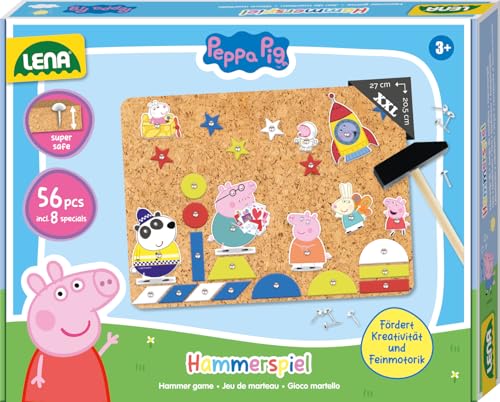 Lena® Hammerspiel Peppa Pig – Kreatives Set mit 44 bunten Plättchen, Hammer, Nägeln und Korkplatte, ab 3 Jahren Lena® Hammerspiel Peppa Pig – Kreatives Set mit 44 bunten Plättchen, Hammer, Nägeln und Korkplatte, ab 3 Jahren von Lena