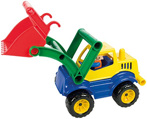 Lena 04352 - Aktive Schaufellader, ca. 33 cm, mit vollbeweglicher Spielfigur, Baustellen Spielfahrzeug für Kinder ab 2 Jahre, robuster Radlader mit Griff und funktionstüchtiger Ladeschaufel von Lena