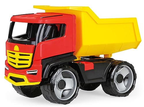 Lena - Starke Riesen GIGA Truck Muldenkipper Titan, Kipplaster ca. 51 cm, großes Baustellen Spielfahrzeug für Kinder ab 3 Jahre, Stabiler Kipper LKW, mit Mulde zum Kippen, 2143, Rot, Gelb, Schwarz von Lena