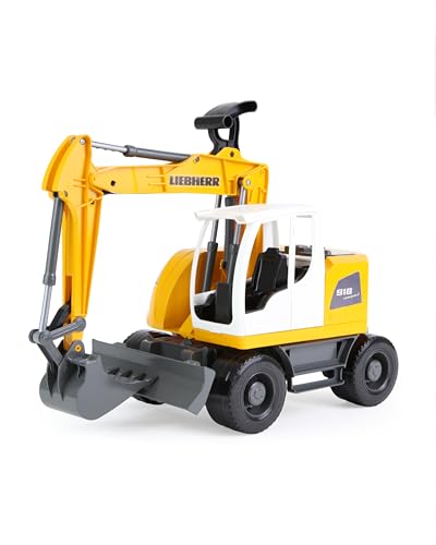 Lena 04611 - Worxx Schaufelbagger Modell Liebherr A918 Compact Litronic, ca. 48 cm, Baustellen Spielfahrzeug für Kinder ab 3 Jahre, robuster Bagger mit funktionstüchtigem Baggerarm und Schiebeschild von Lena