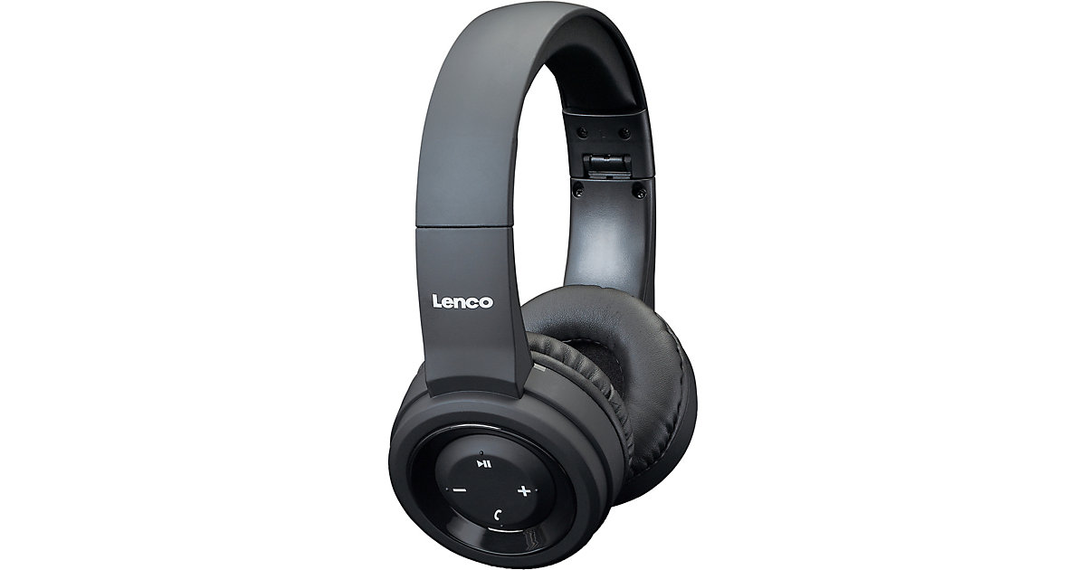 HPB-330BK - faltbarer, IPX4 spritzwassergeschützter Bluetooth- Kopfhörer, schwarz schwarz/grau von Lenco