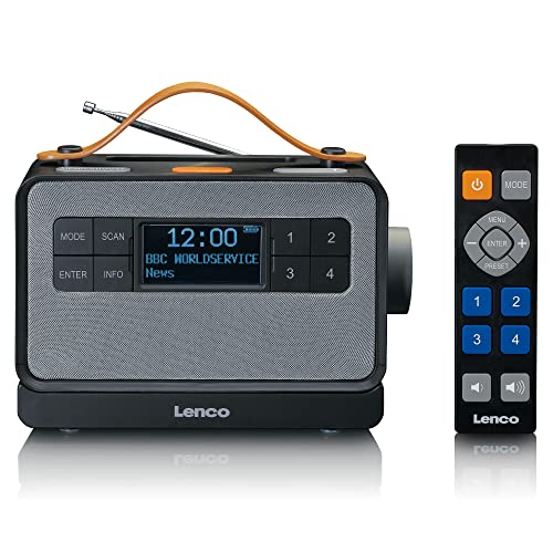 Lenco PDR-065 Demenz und Alzheimers tragbares DAB+ Radio - Bluetooth - FM Radio - einfacher und normaler Modus - Dockingstation - Uhr und Weckfunktion - Akku - schwarz/grau von Lenco