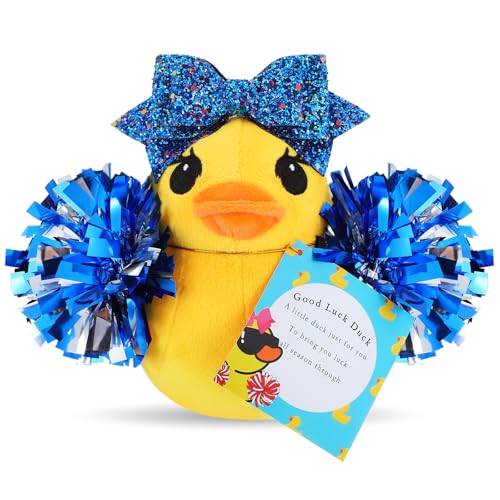 Lenwen Cheer Duck Plüsch mit Bommelschleife, 20,3 cm, Ente, Stofftiere, Plüschtier, Cheerleader-Team, Unterstützung, Geschenk für Freunde, Cheer (blau) von Lenwen