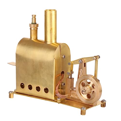M89 Mini-Dampflokomotive aus reinem Kupfer mit Kessel, 11,3 x 4,5 x 10 cm, kreatives Geschenkset für Physikunterricht (Kessel im Lieferumfang enthalten) von LenyKingPro