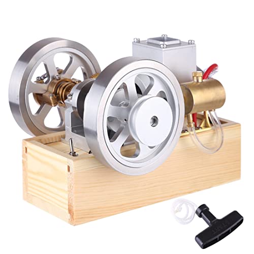 M90 Horizontales Hit & Miss Benzinmotormodell – Metall-Innenverbrennungsmotor mit Handstarter und Holzsockel für Display und Bildung von LenyKingPro