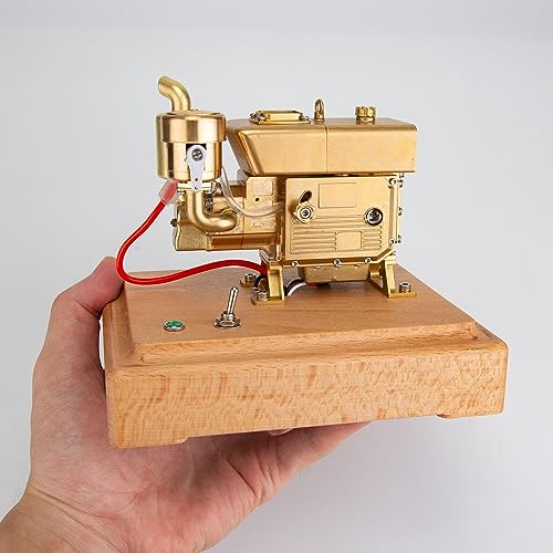 Retro 2,6 cc Messing-Benzinmotor Modell – 4-Takt-Mini-Einzylinder, betriebsbereit, 12000 U/min, Sammlerdisplay & mechanisches Geschenk von LenyKingPro