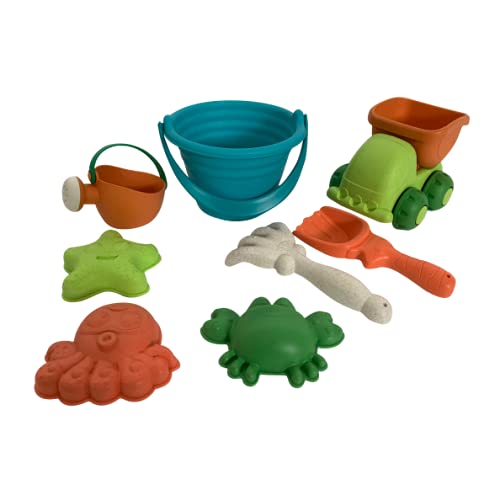 Kinder Sandspielzeug, umweltfreundlich aus Weizenstroh, 8 Teile, Strandspielzeug inklusive LKW, Eimer, Gießkanne, Sandförmchen, Wasser Spielzeug Set für Strand Sandkasten Garten Badewanne Kinder Sandspielzeug, umweltfreundlich aus Weizenstroh, 8 Teile, Strandspielzeug inklusive LKW, Eimer, Gießkanne, Sandförmchen, Wasser Spielzeug Set für Strand Sandkasten Garten Badewanne von Leo & Emma
