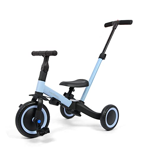 Leogreen 4 in 1 Laufräder, Kinderdreirad mit Schubstange, Laufrad Dreirad, für Kinder ab 1 Jahre bis 3 Jahren, bis zum 25kg, Blau von Leogreen