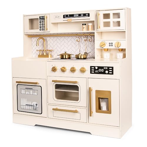Leomark Fantastische Spielküche aus Holz – Kinderküche Napoli in Gold mit Zubehör Holzküche mit Backofen Mikrowelle Herd Spüle für Kinder Höhe: 90 cm Rollenspiel Geschenkidee Leomark Fantastische Spielküche aus Holz – Kinderküche Napoli in Gold mit Zubehör Holzküche mit Backofen Mikrowelle Herd Spüle für Kinder Höhe: 90 cm Rollenspiel Geschenkidee von Leomark