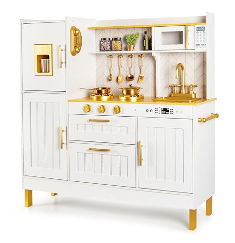 Leomark Moderne Kinderküche aus Holz mit Zubehör – Gold | Stilvolle Spielküche mit Ofen, Spüle & Zubehör | Holzspielzeug für kreative Rollenspiele, Höhe: 98,5 cm, goldene Akzente Leomark Moderne Kinderküche aus Holz mit Zubehör – Gold | Stilvolle Spielküche mit Ofen, Spüle & Zubehör | Holzspielzeug für kreative Rollenspiele, Höhe: 98,5 cm, goldene Akzente von Leomark