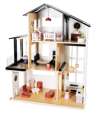 Leomark Modernes, stilvolles Puppenhaus im LOFT-Stil mit Möbeln, Terrasse, Balustrade, Grill, Höhe: 80 cm, Holzmöbeln, vielen Accessoires, Puppen, Hund, Uhr, Spiegel, Spaß und Bildung für Kinder Leomark Modernes, stilvolles Puppenhaus im LOFT-Stil mit Möbeln, Terrasse, Balustrade, Grill, Höhe: 80 cm, Holzmöbeln, vielen Accessoires, Puppen, Hund, Uhr, Spiegel, Spaß und Bildung für Kinder von Leomark