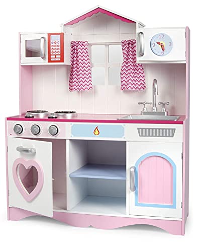 Leomark Rosa Küche mit Fenster - PINK Play - Spielküche aus Holz, Kinderküche, Spielzeug für Kinder, Höhe 101 cm, Metalltöpfe mit Zubehör Leomark Rosa Küche mit Fenster - PINK Play - Spielküche aus Holz, Kinderküche, Spielzeug für Kinder, Höhe 101 cm, Metalltöpfe mit Zubehör von Leomark