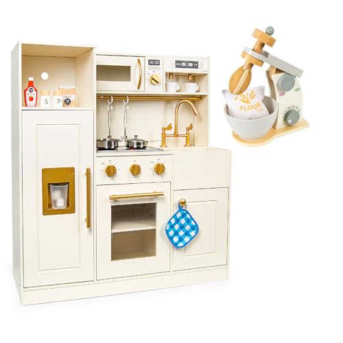 Leomark Spielküche aus Holz Kinderküche Roma mit Zubehör und Gold | Holzküche mit Küchenzubehör für Kinder Mixer mit Rührfunktion Höhe: 89 cm Rollenspiel-Küche Spiele Geschenkidee Leomark Spielküche aus Holz Kinderküche Roma mit Zubehör und Gold | Holzküche mit Küchenzubehör für Kinder Mixer mit Rührfunktion Höhe: 89 cm Rollenspiel-Küche Spiele Geschenkidee von Leomark