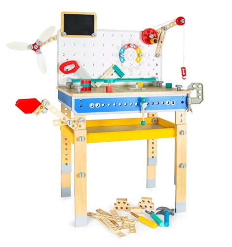 Leomark Set: Holz Werkbank für Kinder mit 117 Artikel – Mehrfarbiges Aktivitätscenter & Lernspielzeug Werkzeugbank ab 3 Jahren Holzspielzeug zum Schrauben & Bauen Leomark Set: Holz Werkbank für Kinder mit 117 Artikel – Mehrfarbiges Aktivitätscenter & Lernspielzeug Werkzeugbank ab 3 Jahren Holzspielzeug zum Schrauben & Bauen von Leomark