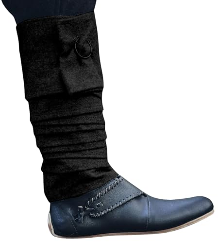 Leonardo Carbone® Herren Wadenwickel Karl | Robuster Halt | Perfekt Für LARP | Karneval, Halloween, Cosplay, LARP, Wikinger, Mittelalter, Kostüm, Accessoire | Wolle Schwarz von Leonardo Carbone