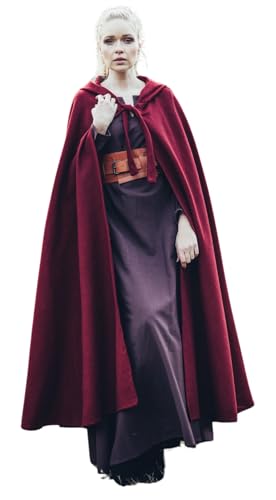 Leonardo Carbone® Unisex Klassischer Mittelalter Umhang Elinor - Mittelalter Kleidung Damen & Herren, Cape Männer, Hobbit Kostüm, LARP-Kleidung, Wikinger, Cosplay Herren, Halloween, Karneval Rot von Leonardo Carbone