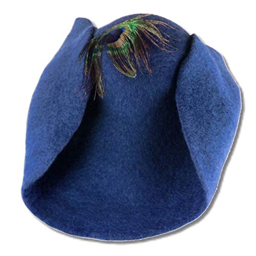 Leonardo Carbone Mittelalter Hut - Unisex Filzhut mit kleiner Feder blau von Leonardo Carbone