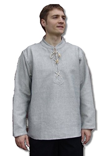 Leonardo Carbone Mittelalter Markthemd - Herren Winterhemd Ruwen S/grau von Leonardo Carbone