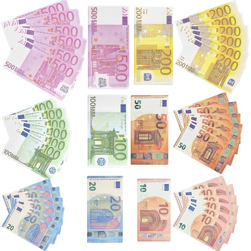 120 Blätter Spielgeld Euro Scheine Nennwert 10/20/50/100/200/500 - Sehr Gut Geeignet für Kinder ältere Menschen, um Das Zählen Zählen zu Lernen und die Kognitiven Fähigkeiten des Geldes zu Verbessern von Leonshco