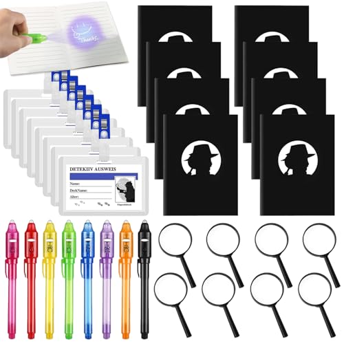 32 Stück Detektiv Set Kinder Mitgebsel Kindergeburtstag mit Lupe Kinder, UV Stift mit Lampe, Notizblock Kinder und Detektiv Id-Karte, Detektiv Geburtstag für Urlaub Geschenk Füller, Rollenspiel 32 Stück Detektiv Set Kinder Mitgebsel Kindergeburtstag mit Lupe Kinder, UV Stift mit Lampe, Notizblock Kinder und Detektiv Id-Karte, Detektiv Geburtstag für Urlaub Geschenk Füller, Rollenspiel von Leonshco