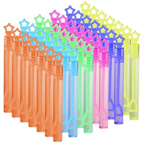 48 Stück Seifenblasen Spielzeug, Seifenblasen Hochzeit, Mini Seifenblasen Set, Seifenblasen Spielzeug Kinder, Bunt Bubble Stab mit Griff für Hochzeit Verlobung Geburtstag Kindergeburtstag (C) von Leonshco